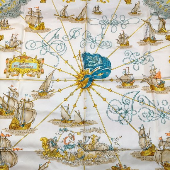 Hermes Scarf Multi Color Silk Satin Multi Color Silk Satin - Picture 2 of 5